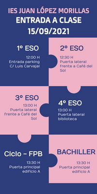 Horarios entrada día 15/09/2021